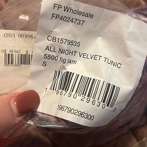 Free People Intimately Women's Backless All Night Velvet Fig Jam Tunic S NWT - Picture 7 of 7